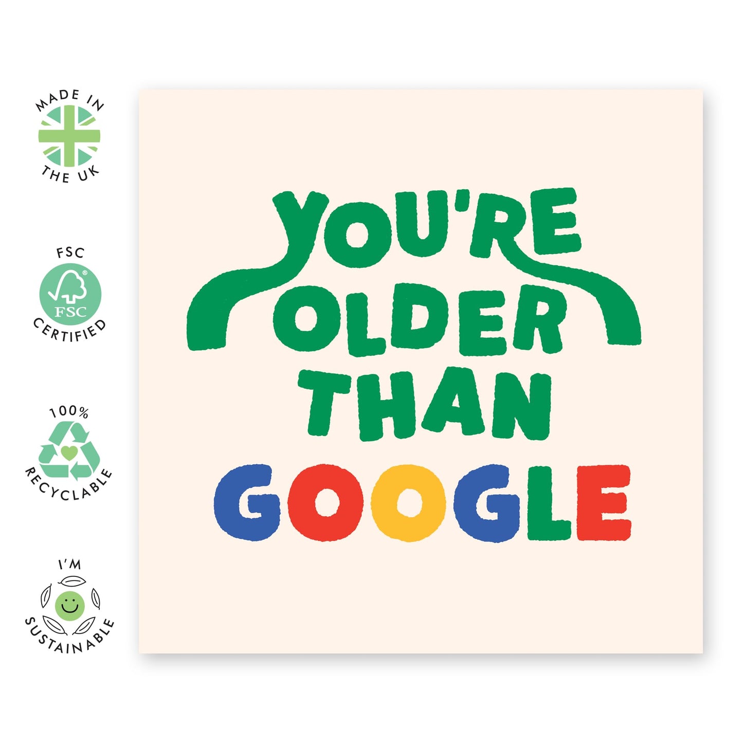 Funny Birthday Cards For Mum Dad - Older Than Google - Cheeky Greeting Cards For Men Women - Jokes Puns Humour - Grandma Birthday Card Grandad Birthday Cards - Comes With Fun Stickers By Central 23