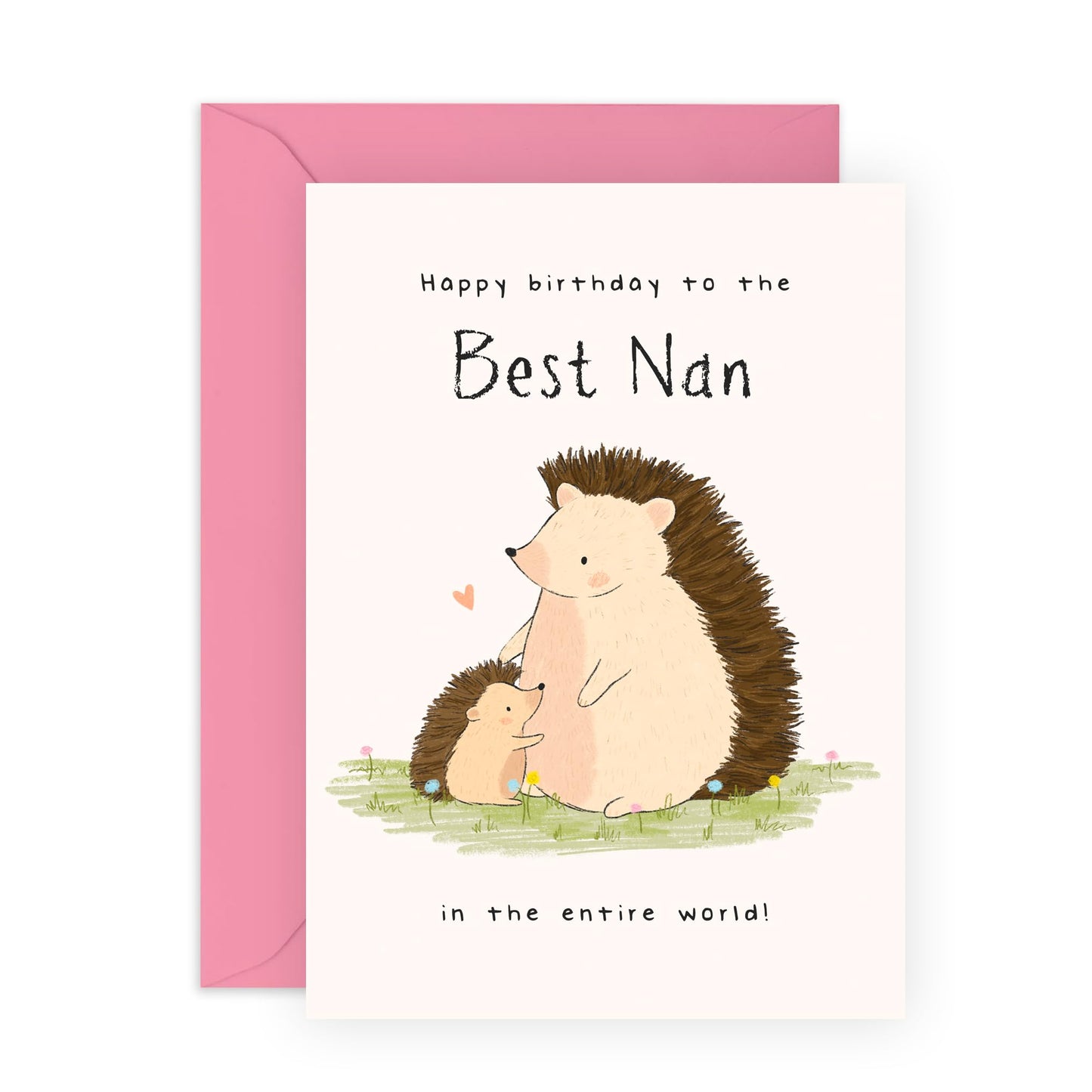 Cute Birthday Card for Her – "Hedgehog Nan" – Greeting Card for Grandma, Nanny, Granny, Grandmother, Grandparent - Adorable Animals - Comes with Fun Stickers