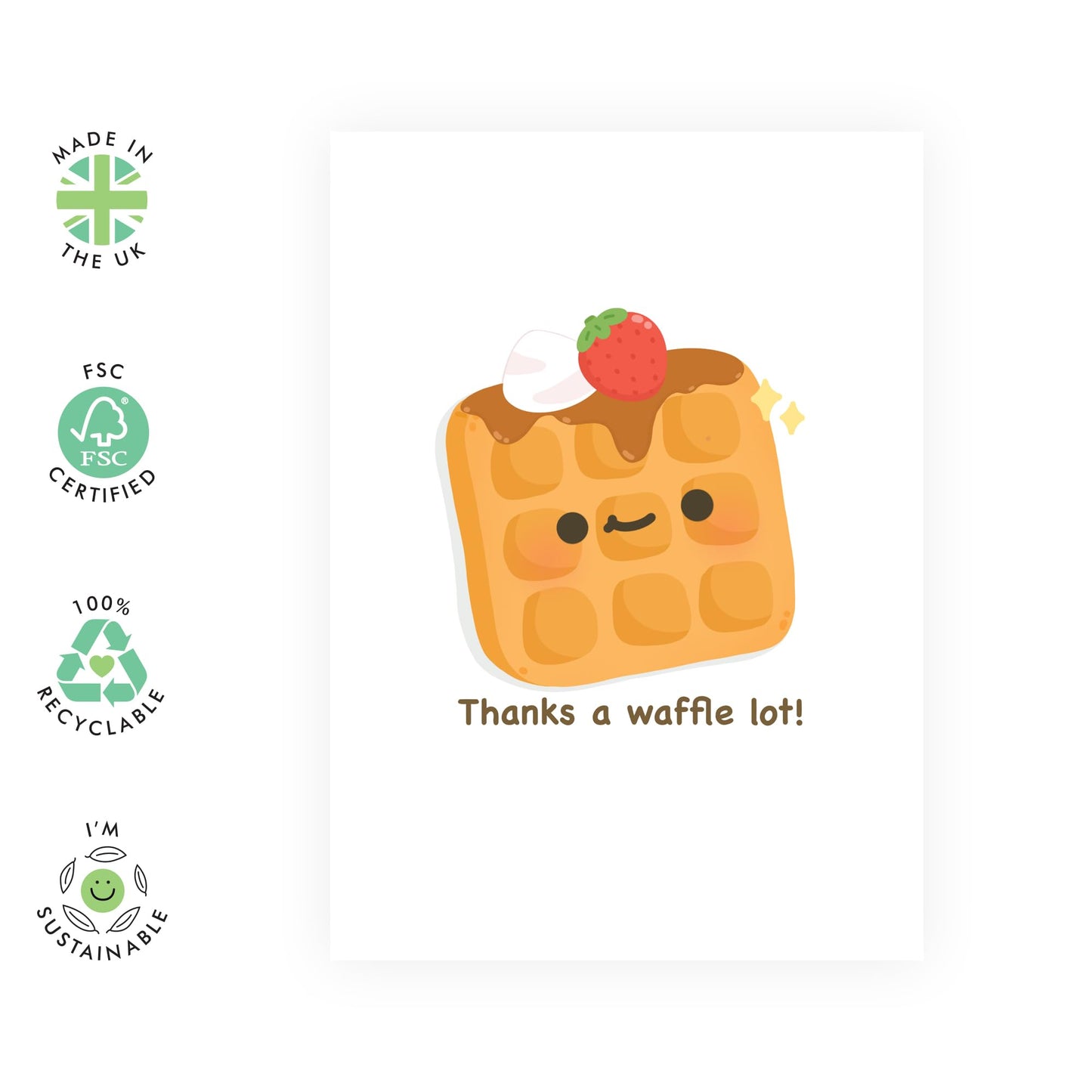 Thank You Cards For Kids - Thanks A Waffle Lot - Funny Greeting Cards For Son Daughter Niece Nephew Cousin - Appreciation Gratitude - Gifts For Him Her - Comes With Stickers - By Central 23