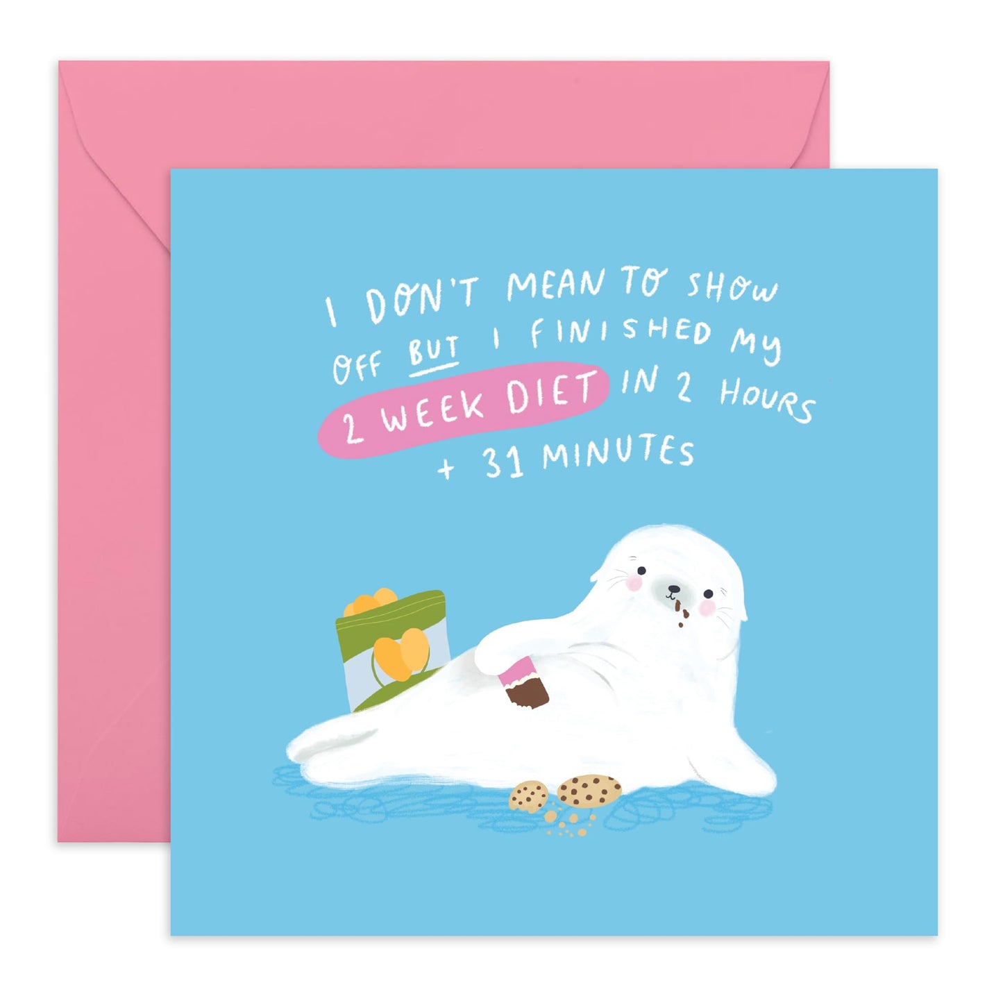 Funny Cards For Friends Just Because - 2 Week Diet Seal - Cheeky Mom Birthday Card - Daughter Birthday Card - Gifts For Her Wife Girlfriend Boyfriend Partner - Comes With Cute Stickers By Central 23