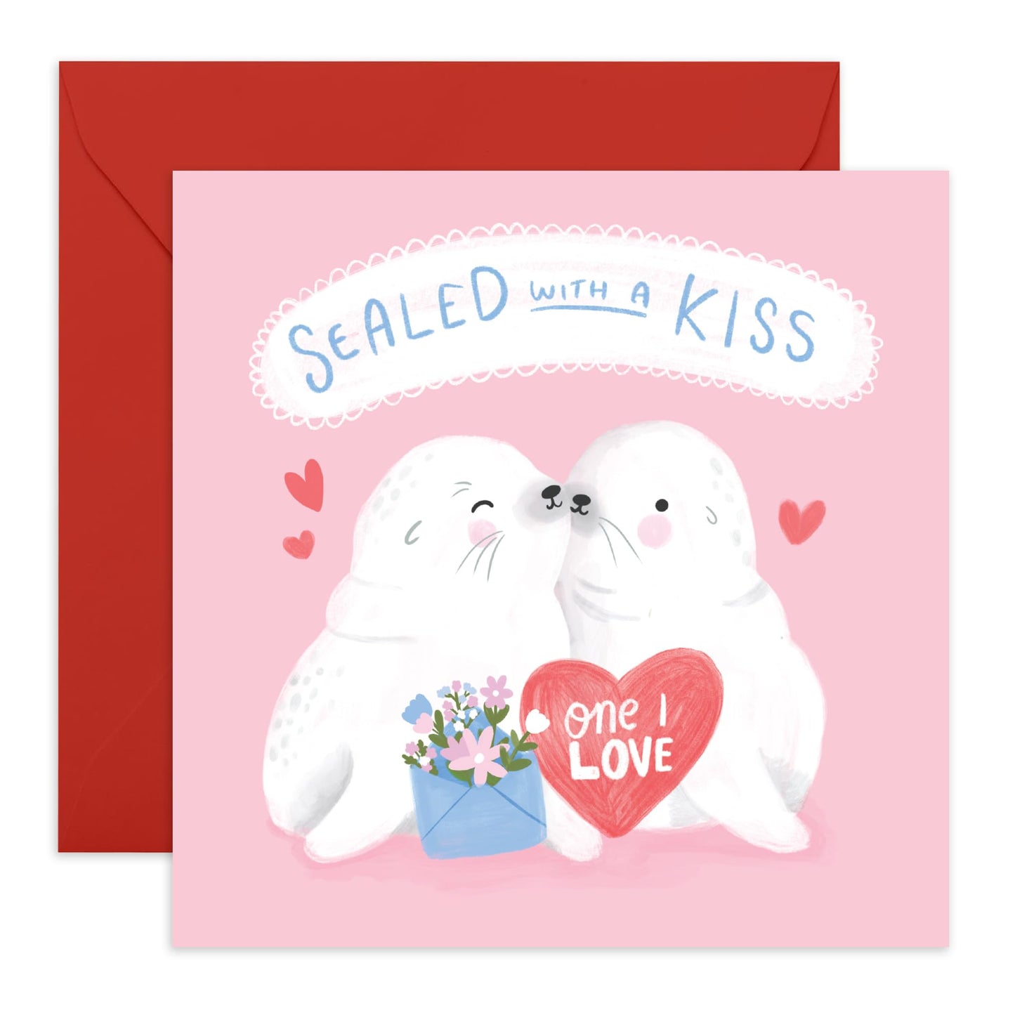Greeting Card - 'SEALED WITH A KISS CUTE' - Perfect for Any Occasion with an Adorable Sweet Design - Ideal for Expressing Affection and Charm to Special Moments - Comes With Stickers By Central 23