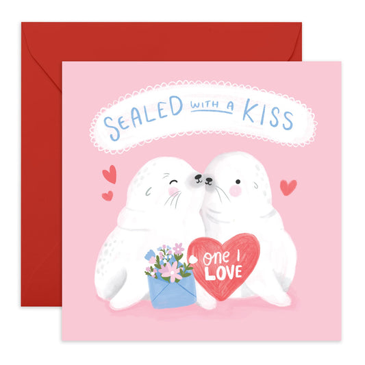 Greeting Card - 'SEALED WITH A KISS CUTE' - Perfect for Any Occasion with an Adorable Sweet Design - Ideal for Expressing Affection and Charm to Special Moments - Comes With Stickers By Central 23