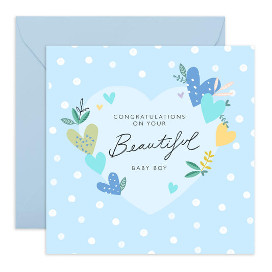 New Baby Boy Card - Congratulations Card Newborn Baby For Mum And Dad - Baby Shower Cards For Pregnancy Baby On The Way Celebration - Comes With Stickers - By Central 23