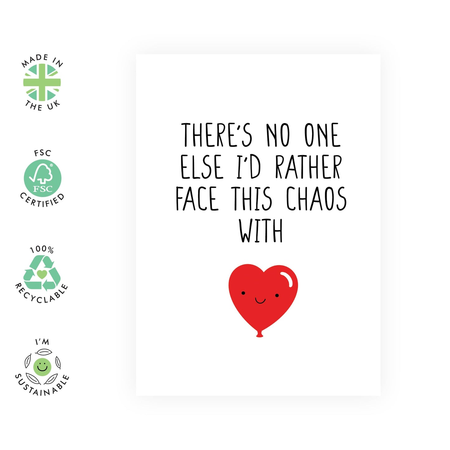 Sweet Anniversary Card For Husband Wife - Face This Chaos With - Birthday Cards For Boyfriend Girlfriend - Romantic Valentines Card For Couple Partner - Comes With Stickers - By Central 23