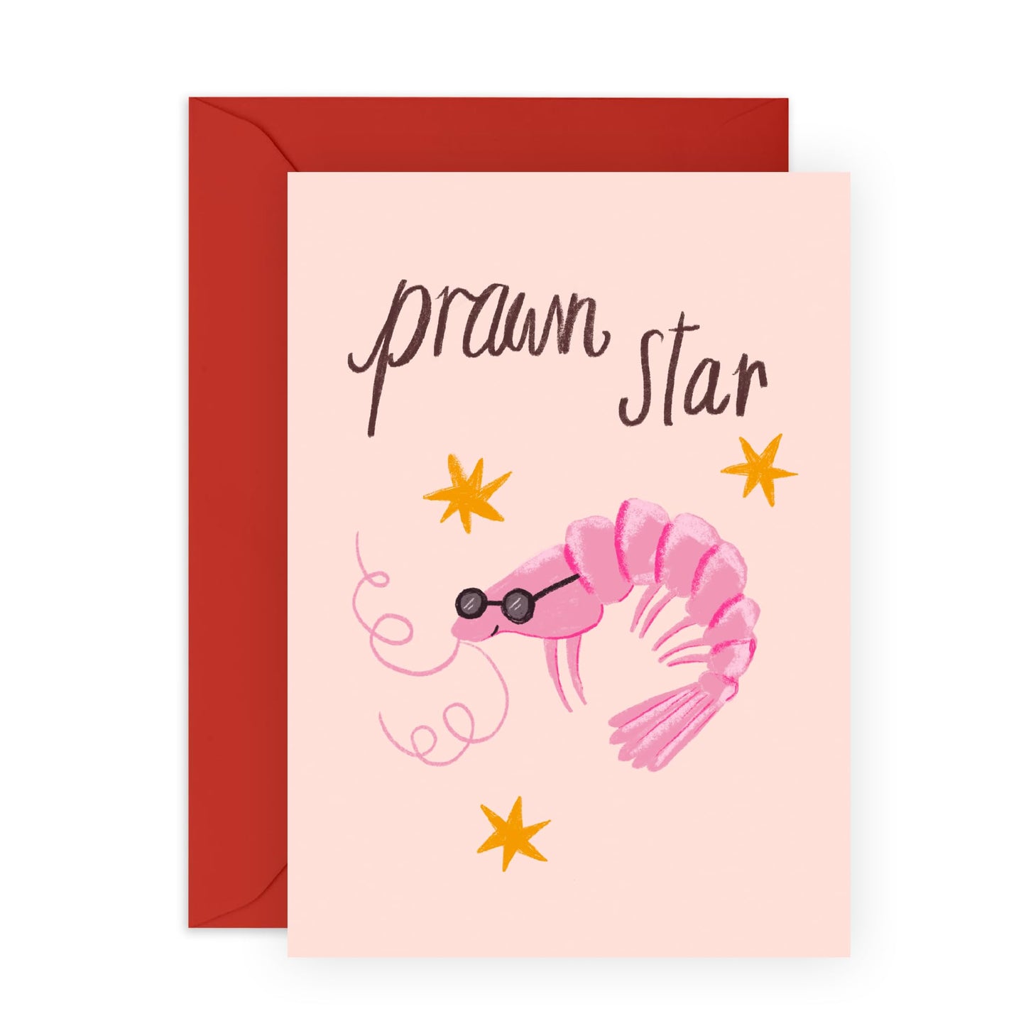 Greeting Card - 'PRAWN STAR' - Perfect for Adding a Touch of Seafood Humor and Fun - Ideal for Celebrating Achievements or Special Moments with a Playful Twist - Comes With Stickers By Central 23