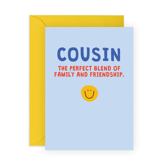 Definition Greeting Card - 'Cousin Word 1' - Gifts for BFF, Best Friend, Cousin, Cuz, Bruv, Mate, Family - Perfect Blend - Comes with Fun Stickers