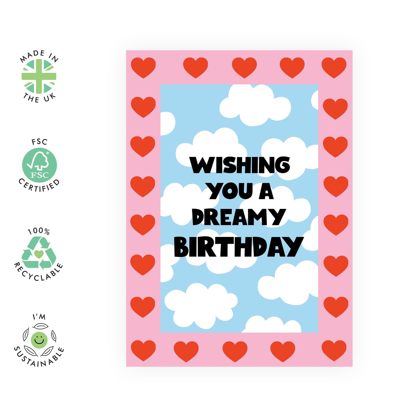 Birthday Card For Friends  - Wishing You A Dreamy Birthday! - Cute Happy Birthday Greeting Cards For Son Daughter Him Her - Funny Gifts For Girlfriend Wife - Comes With Fun Stickers By Central 23