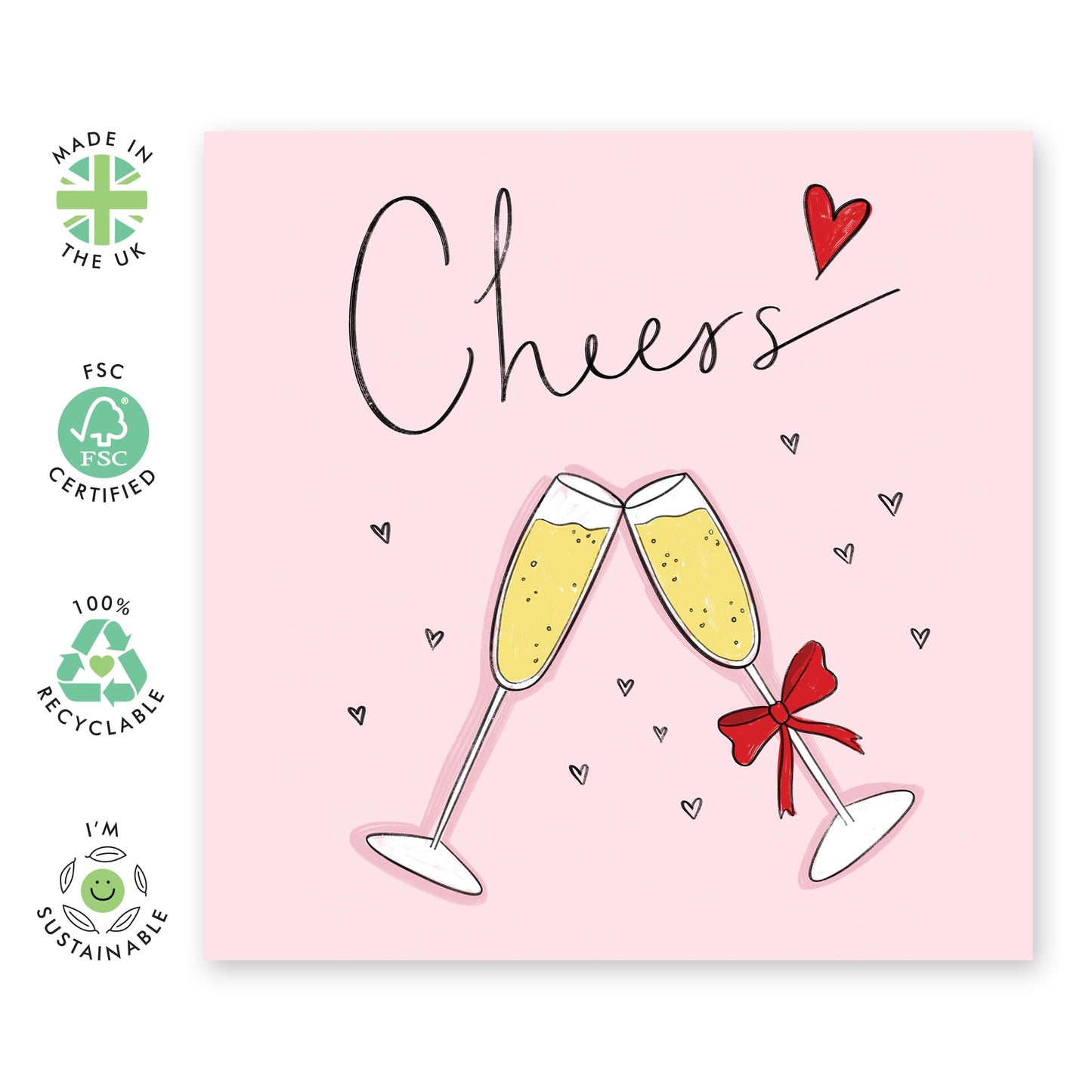 Greeting Card - 'CHEERS GLASSES' - Perfect for Celebrating Any Special Occasion with a Toast - Ideal for Adding Festivity to Anniversaries Birthdays or Achievements - Comes With Stickers By Central 23