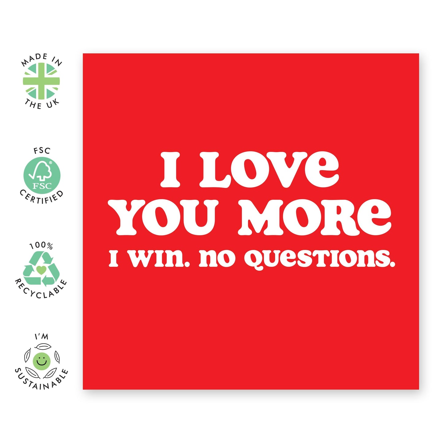 Love Cards For Him Her - I Love You More I Win - Valentines Day Card Girlfriend Boyfriend - Anniversary Card Couple Fiance - Wife - Comes With Stickers By Central 23