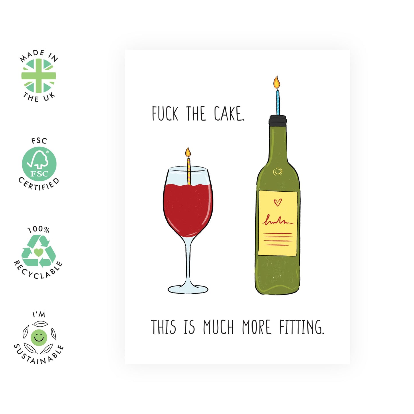 Funny Wine Birthday Card – Adult Humour – Gifts for Friends, Bestie, BFF, Sister, Mum, Colleague, Coworker, Cousin, Coworker, Gifrlfriend, Women - Wine is Cake - Comes with Fun Stickers
