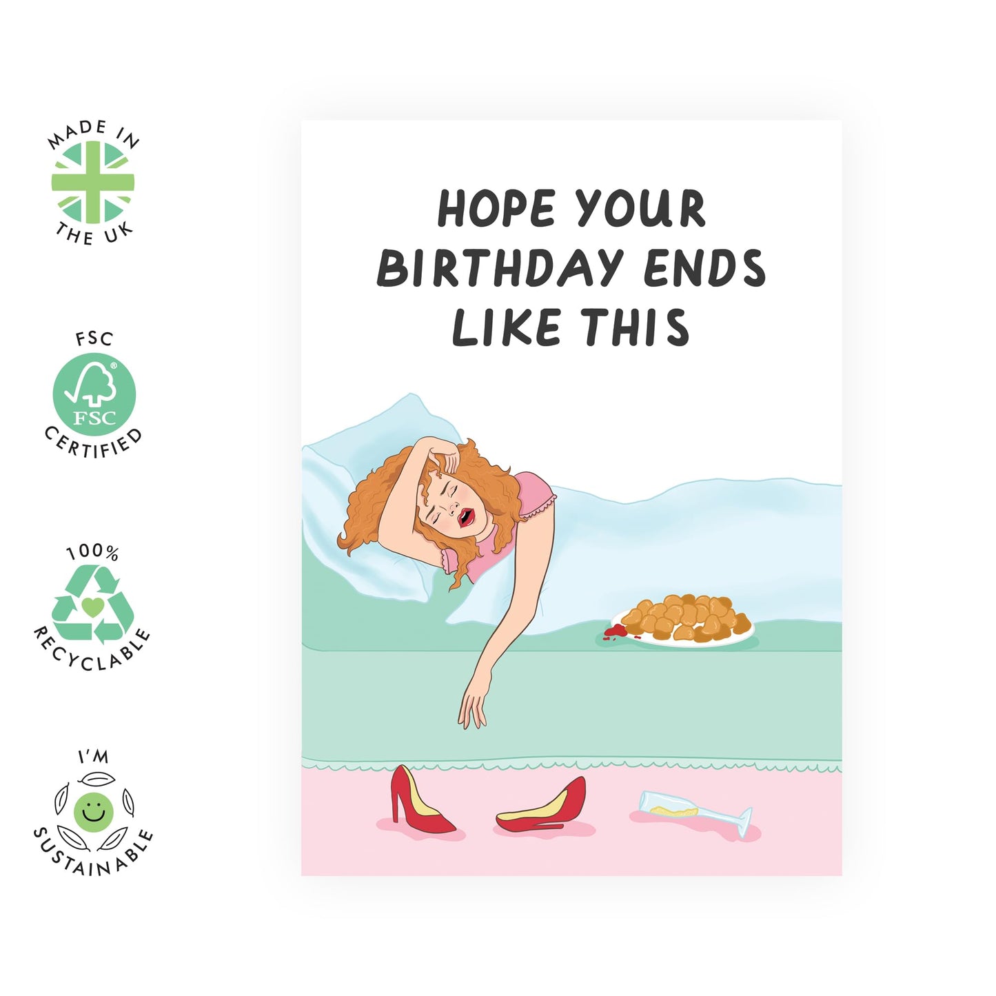Best Friend Birthday Card Retro - Hope Your Birthday Ends Like This - Hilarious Cards For Women Sister Aunt Mum - Congratulations Party Celebration Gifts For Her - Comes With Stickers By Central 23