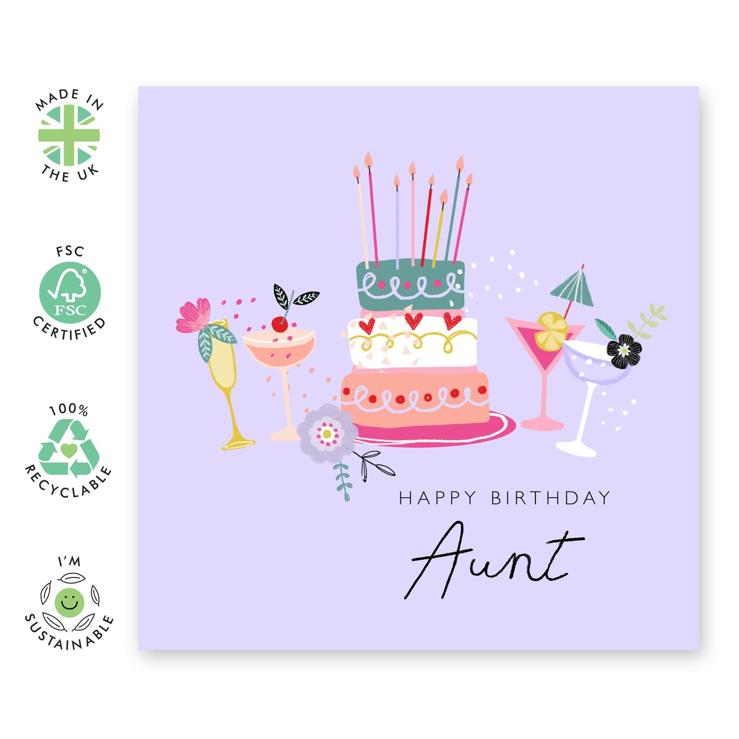 Aunt Birthday Card - Aunt Birthday Teaparty - Happy Birthday Aunty Greeting Card - Gift From Niece Nephew - Greeting Cards Her - Heartfelt Gifts Women Tia - Comes With Fun Stickers - By Central 23