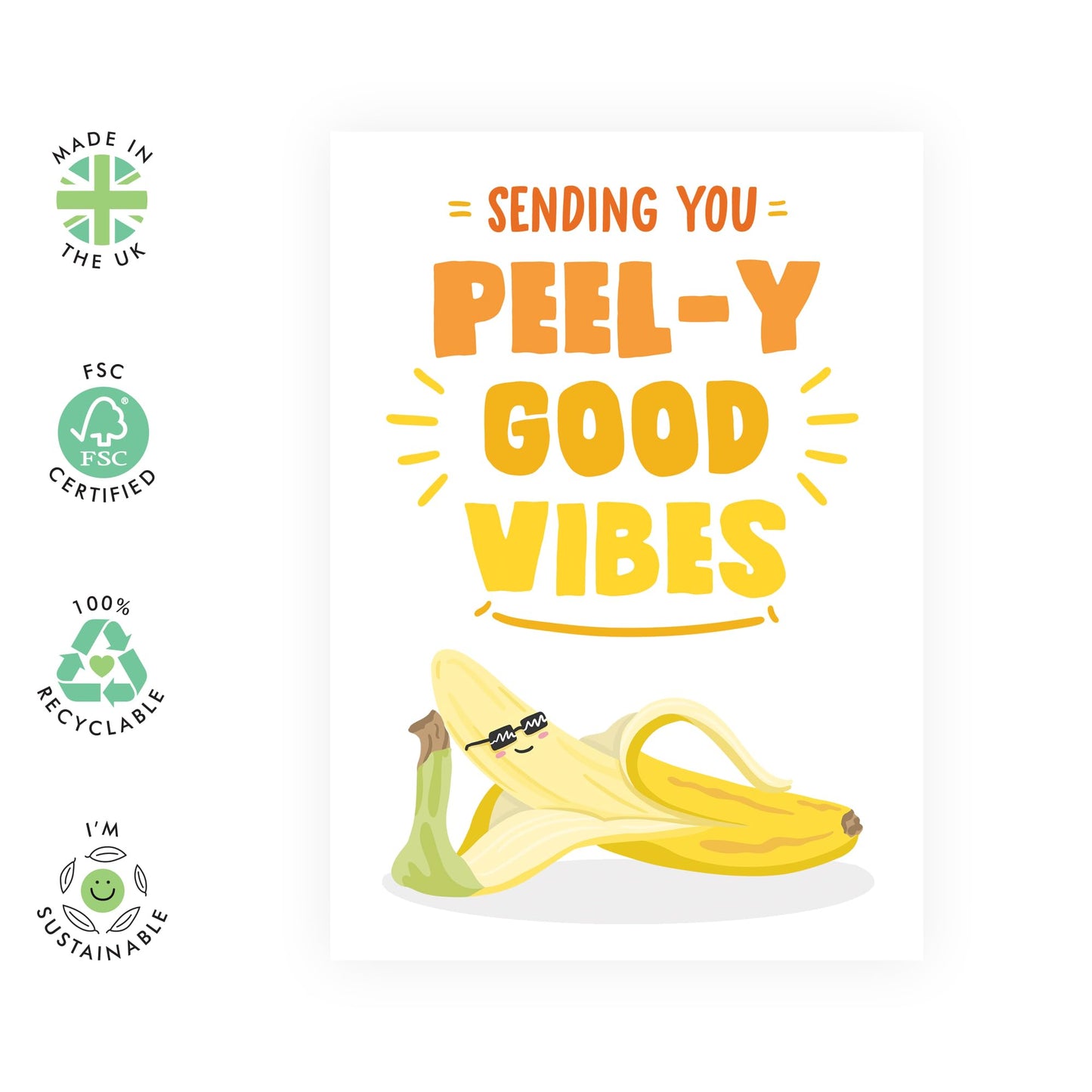 Anniversary Cards For Him Her - Peel-y Good Vibes Banana - Valentines Card For Boyfriend Girlfriend - Wife Husband - Sweet Greeting Cards For Mum Dad - Comes With Stickers - By Central 23
