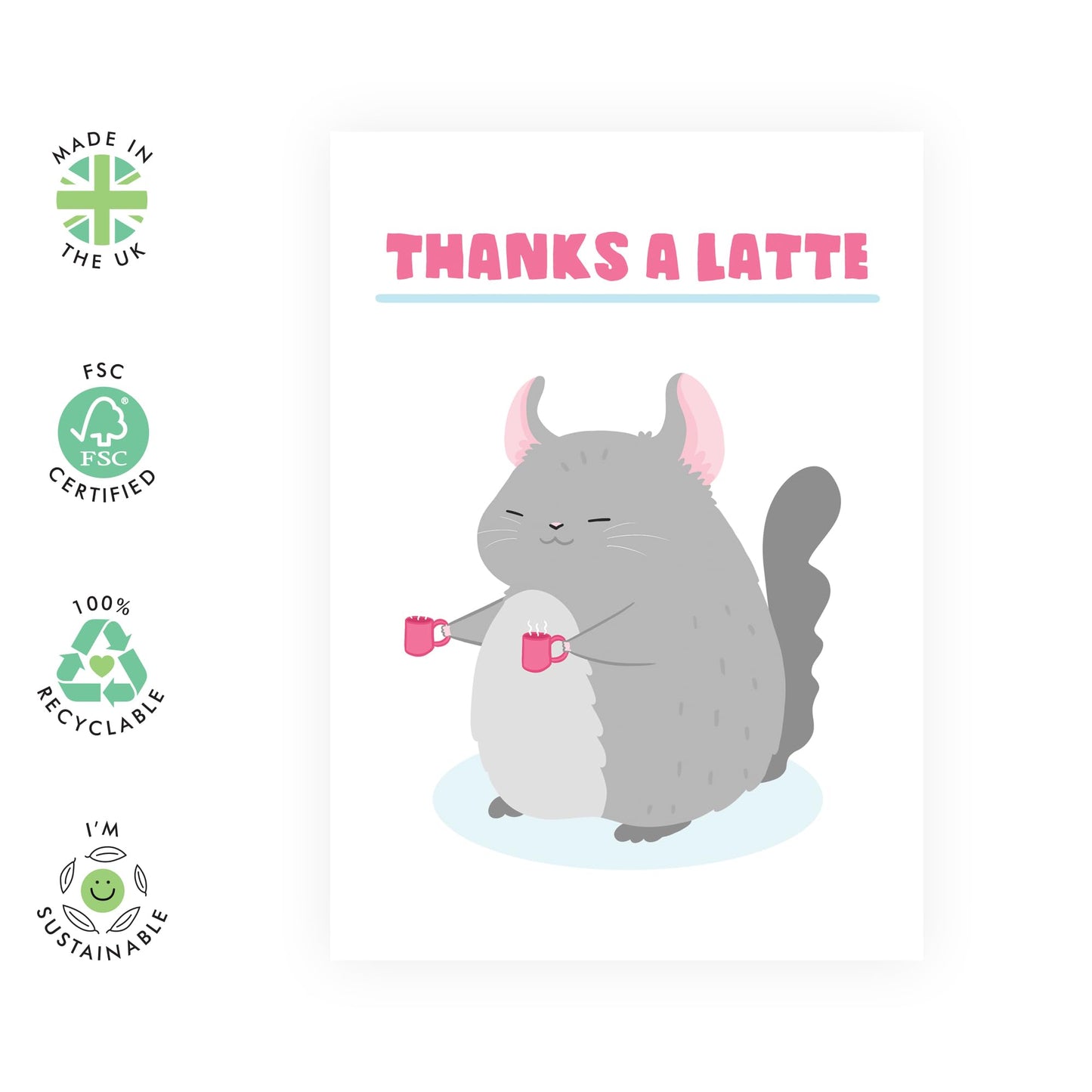 Birthday Cards For Her - Thanks A Latte - Birthday Cards For Sister - Gift From Friend - Greeting Cards For Mum Mummy - Auntie - Friend- Comes With Stickers - By Central 23