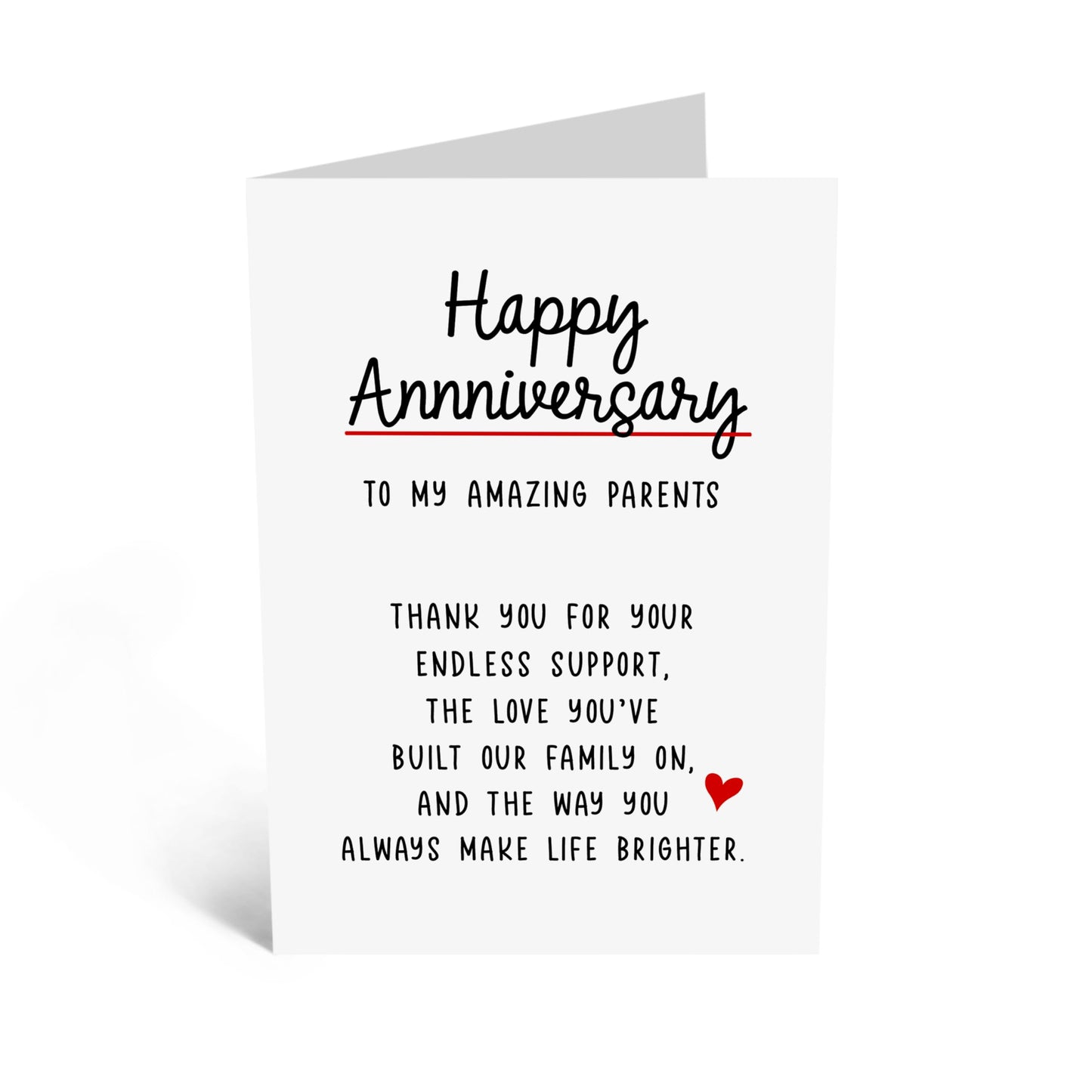 Anniversary Card For Mom and Dad - 'Parents Thank You' - Gift for Mother, Father, Them From Son, Daughter - Saying Thanks - Comes with Fun Stickers