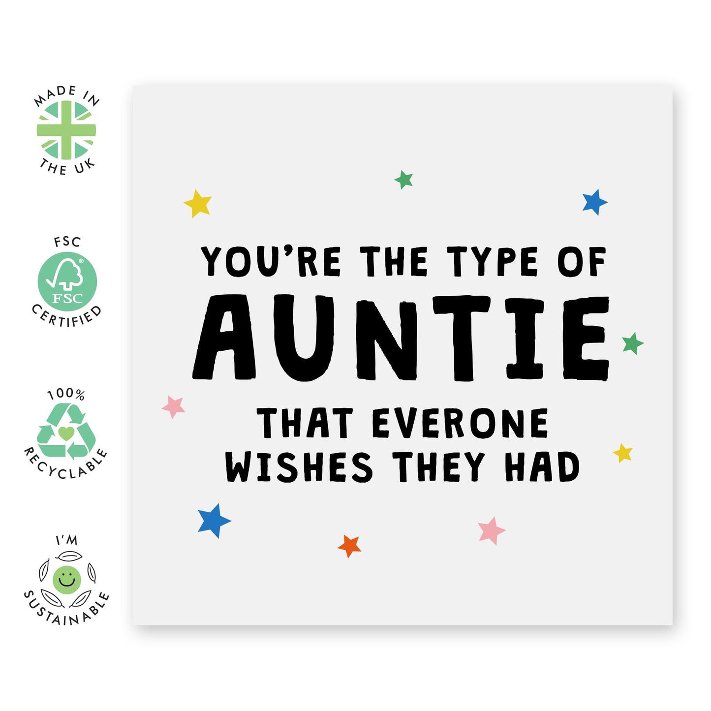 Appreciation Greeting Card - 'Auntie Everyone Wish' - Sweet Message for Auntie, Her, Family, Relatives - No.1 Auntie - Comes with Fun Stickers