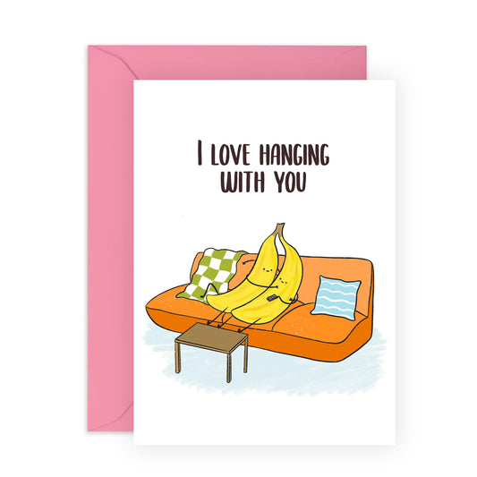 Anniversary Cards For Him Her - Hanging With You Bananas - Valentines Card For Boyfriend Girlfriend - Wife Husband - Sweet Greeting Cards For Mum Dad - Comes With Stickers - By Central 23