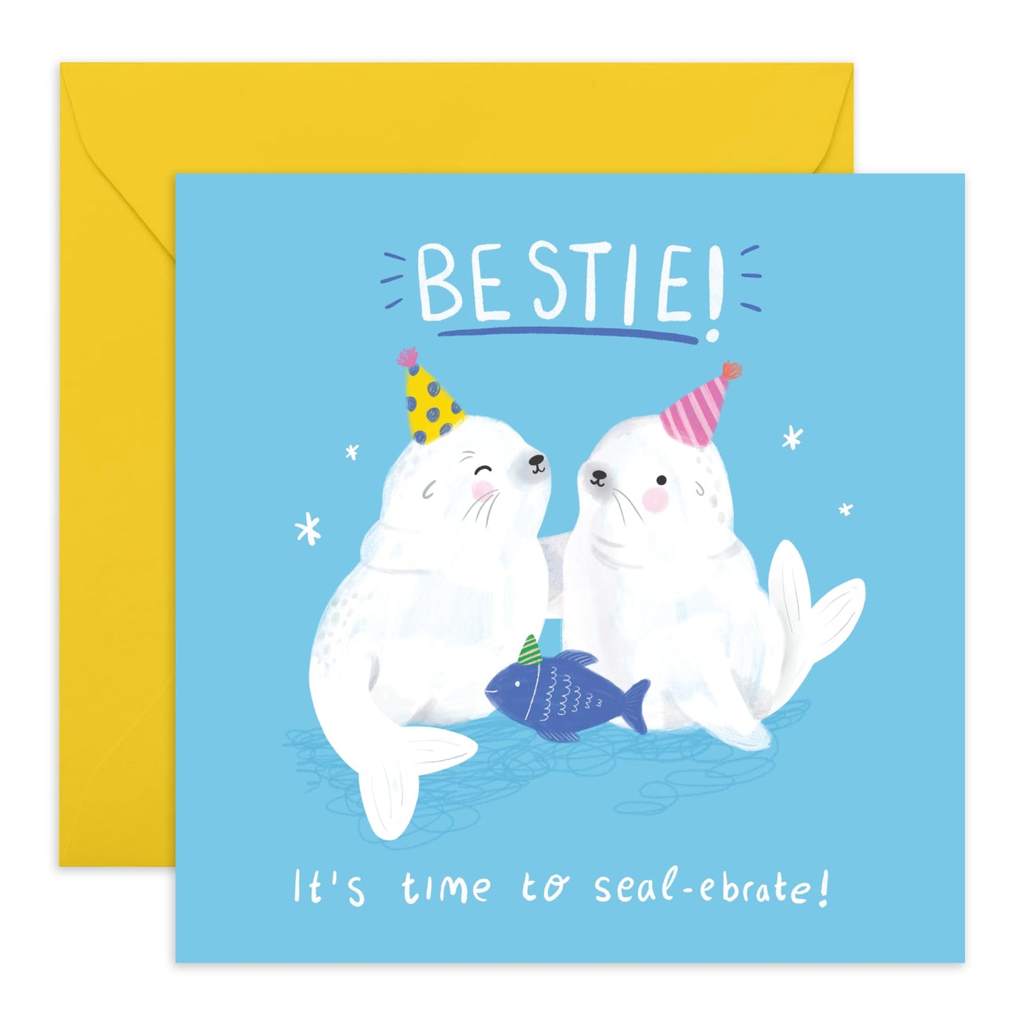Bestie Birthday Card - Time To Seal-ebrate - Witty Pun - Seal Birthday Cards For Women - Friend Birthday Card Female - Gifts For Colleagues Bff - Comes With Stickers - By Central 23