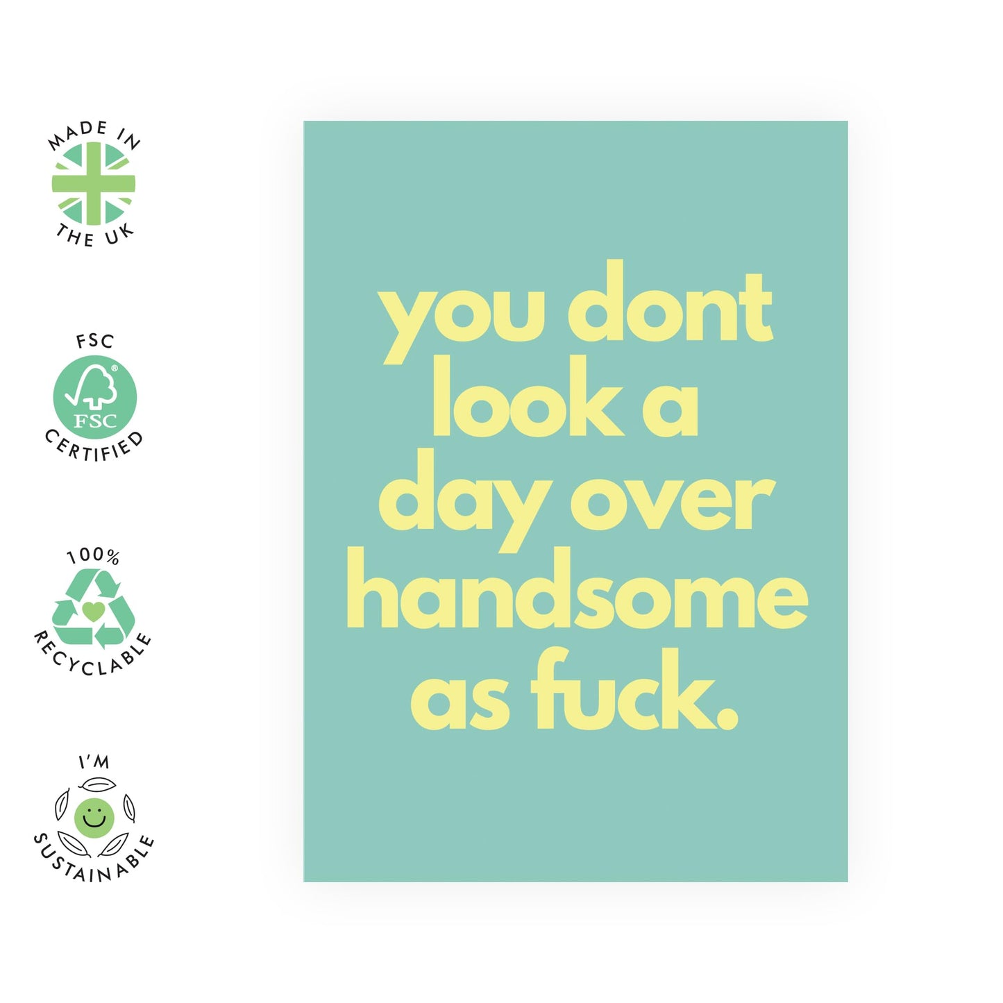 Dad Birthday Card From Daughter - You Don't Look A Day Over, You Handsome! - Husband Birthday Card From Wife - Gifts For Him Men Grandad Uncle Son - Comes With Fun Stickers By Central 23