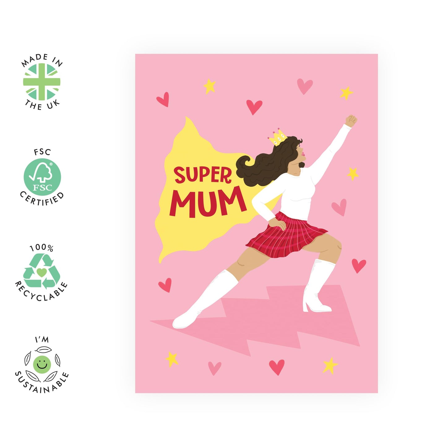 Mum Birthday Card - 'SUPER MUM' - Gift for Her, Mama, Ma, Mummy, Women, Ladies from Husband, Son, Daughter, Family - Thank You & Appreciation - Mothers Day Card -Comes with Stickers