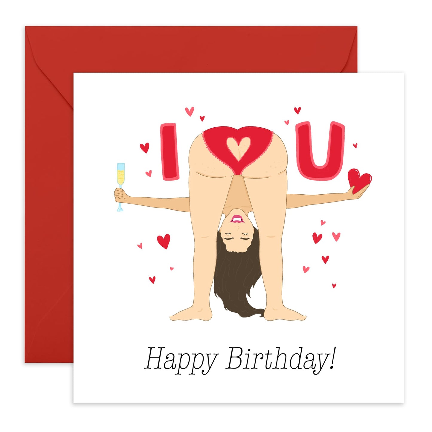 Valentines Day Card Girlfriend Boyfriend - I Love You Bum Heart - Anniversary Card Couple - Greeting Cards Fiance - Husband Wife - Naughty Greeting Cards - Comes With Fun Stickers By Central 23