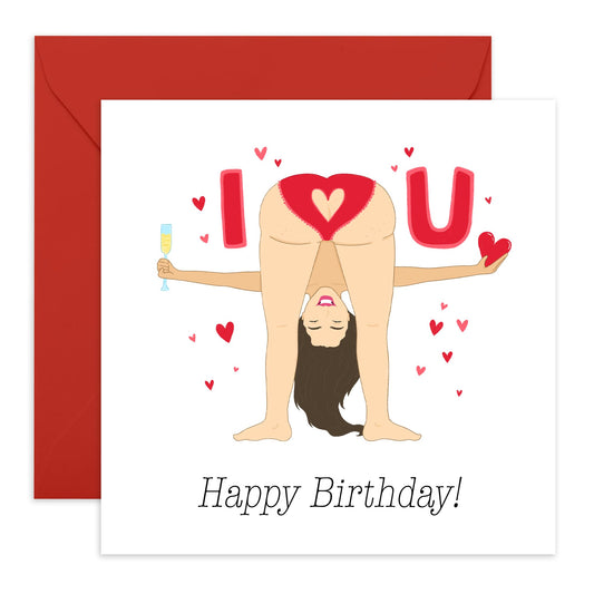 Valentines Day Card Girlfriend Boyfriend - I Love You Bum Heart - Anniversary Card Couple - Greeting Cards Fiance - Husband Wife - Naughty Greeting Cards - Comes With Fun Stickers By Central 23