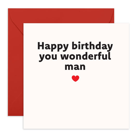 Thoughtful Birthday Card - 'Wonderful Man' - Gifts for Husband, Dad, Boyfriend, Hubby, Spouse, Friends, Family, Bruv, Brother, Bro, Him - Deserved It - Comes with Fun Stickers