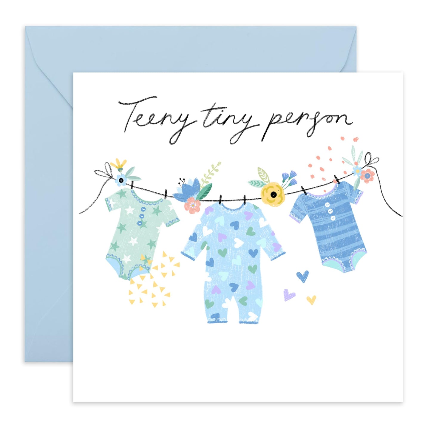 Congratulations New Baby Boy Card - Teeny Tiny Person - Baby Shower Card For New Parents - Congrats Well Done Pregnancy - Newborn Baby Son - Comes With Stickers - By Central 23