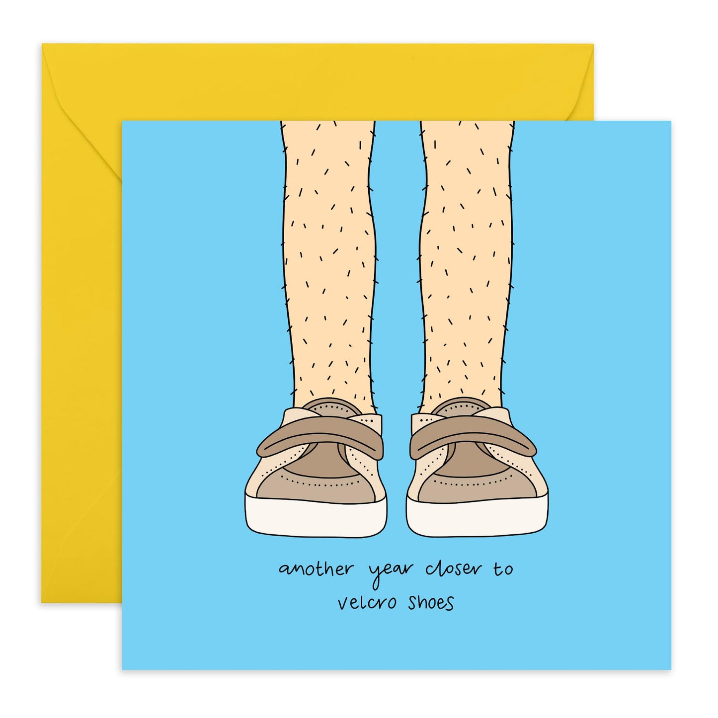 Joking Birthday Card – Another Year Closer to Velcro Shoes – Humorous Old Age Greeting Card for Friends, Him, Her, Women, Men, Dad, Brother & Colleagues-Comes with Fun Stickers