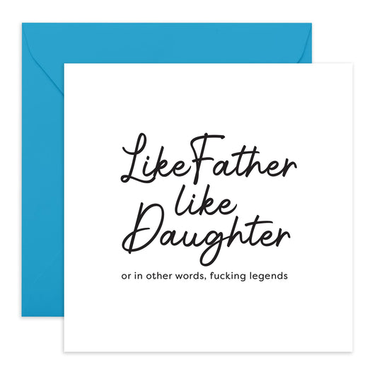 Funny Father Day Card From Daughter - Like Father Like Daughter - Happy Birthday Card For Men Papa Pop Daddy - Thank You Dad Card - Hilarious Gift For Him - Comes With Stickers By Central 23