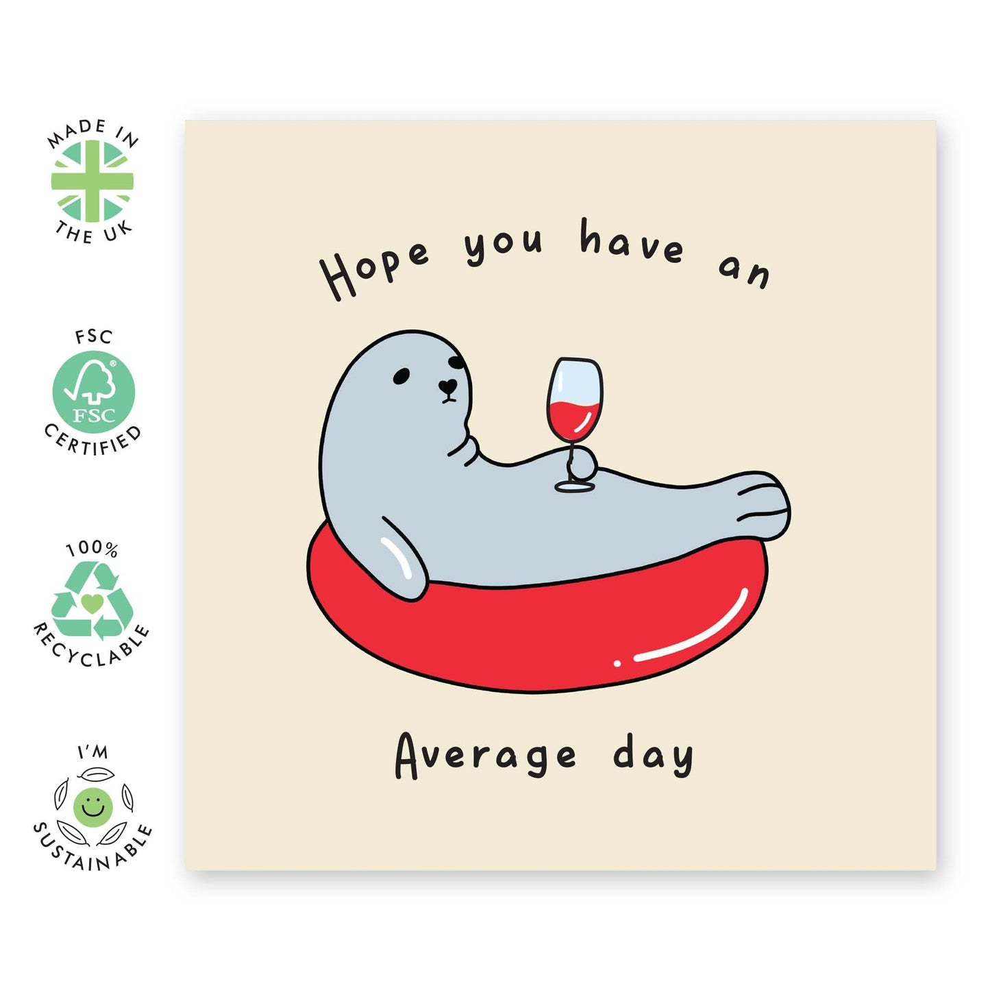 Funny Birthday Cards For Women Men - Have An Average Day Seal - Happy Birthday Card For Brother Sister Mum Dad Grandad Grandma - Bday Greeting Cards For Him Her - Comes With Stickers - By Central 23
