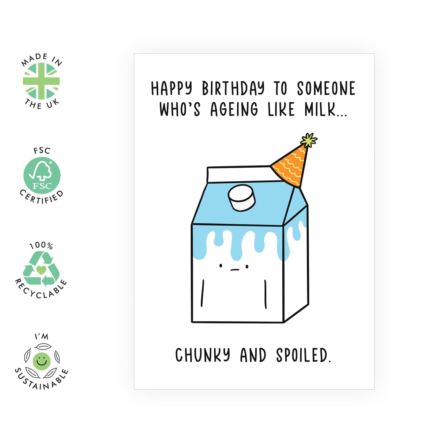 Funny Birthday Card - 'AGEING LIKE MILK' - Perfect for Celebrating Birthdays with a Hilarious Twist - Ideal for Friends Who Loves a Good Laugh About Getting Older - Comes With Stickers By Central 23