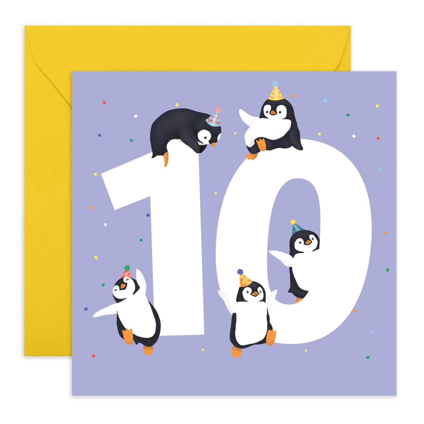 Birthday Cards 10 Year Old - Penguin Age 10 - Tenth Bday Gifts For Niece Nephew - Animal - Happy 10th Birthday Cards For Kids - Gifts For Daughter Son - Comes With Sticker By Central 23