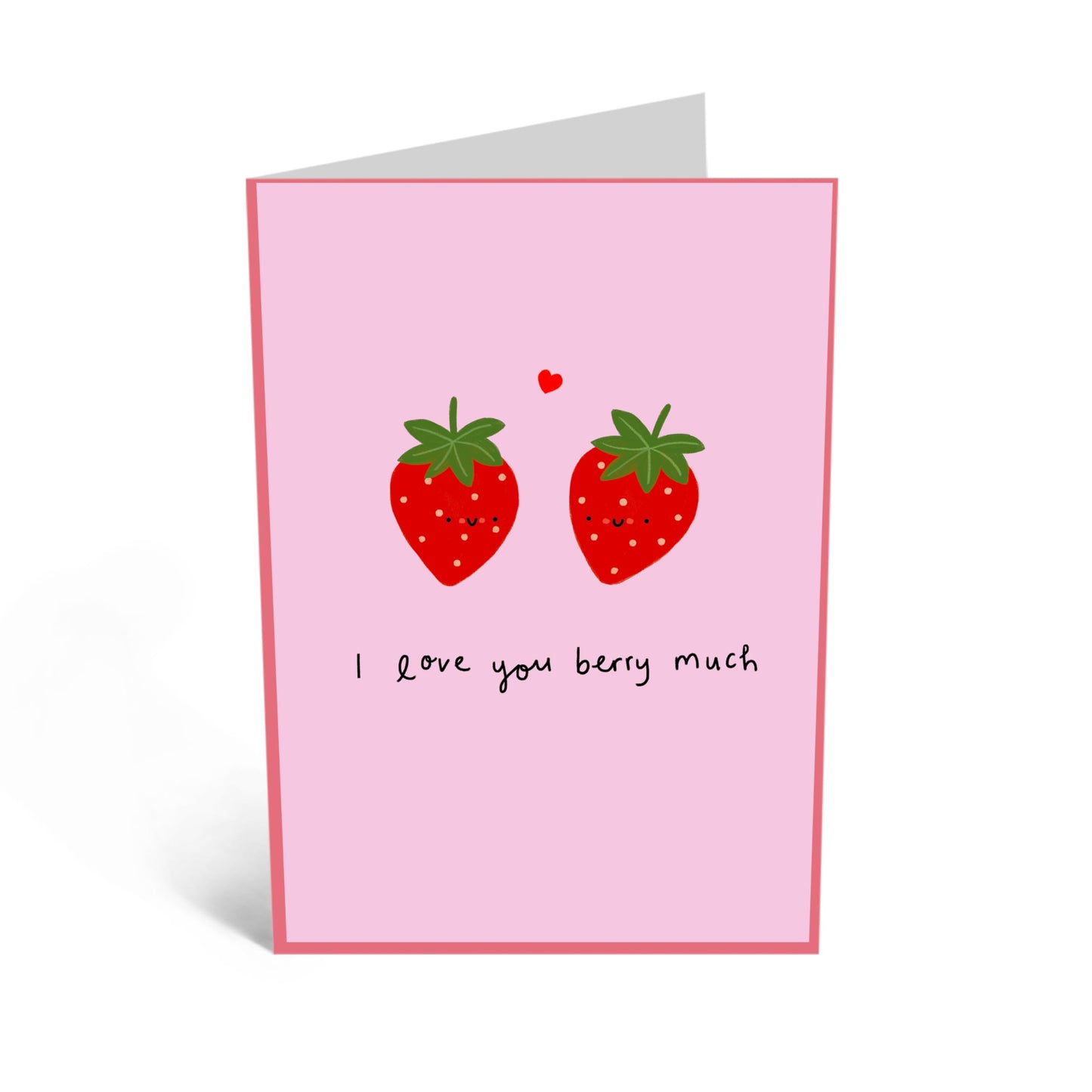 Anniversary Card for Girlfriend Boyfriend - 'LOVE YOU BERRY MUCH' - I Love You Gift for Wife Husband Partners - Valentine Card for Kids Comes with Stickers