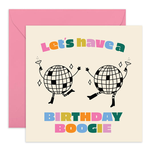 Birthday Cards For Women - Let's Have A Birthday Boogie - Retro Birthday Card - Female Birthday Gifts - Gifts For Sister Friend Mum Ladies - Comes With Fun Stickers By Central 23