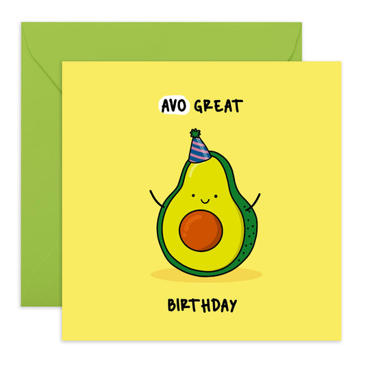 Cool Birthday Card - 'AVO GREAT BIRTHDAY' - Perfect for Adding a Fun and Playful Touch to Birthday Celebrations - Ideal for Him, Her, Friends, Family, Colleagues - Comes With Stickers By Central 23