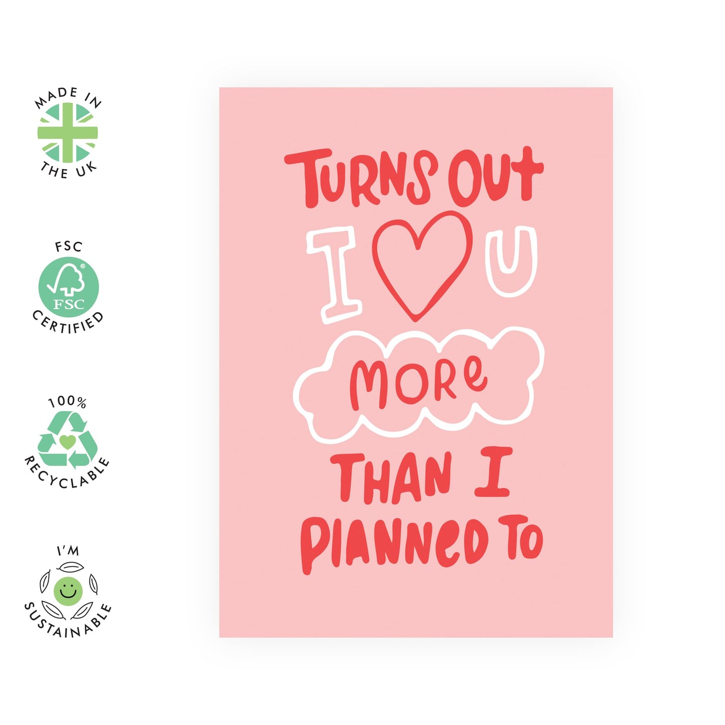 Sweet Message Anniversary Card - 'I Love You More Than I Planned'- Gifts for Wife, Husband, Girlfriend, Boyfriend, Him, Partner, Love, Babe, Sweetheart - Loving You - Comes with Fun Stickers