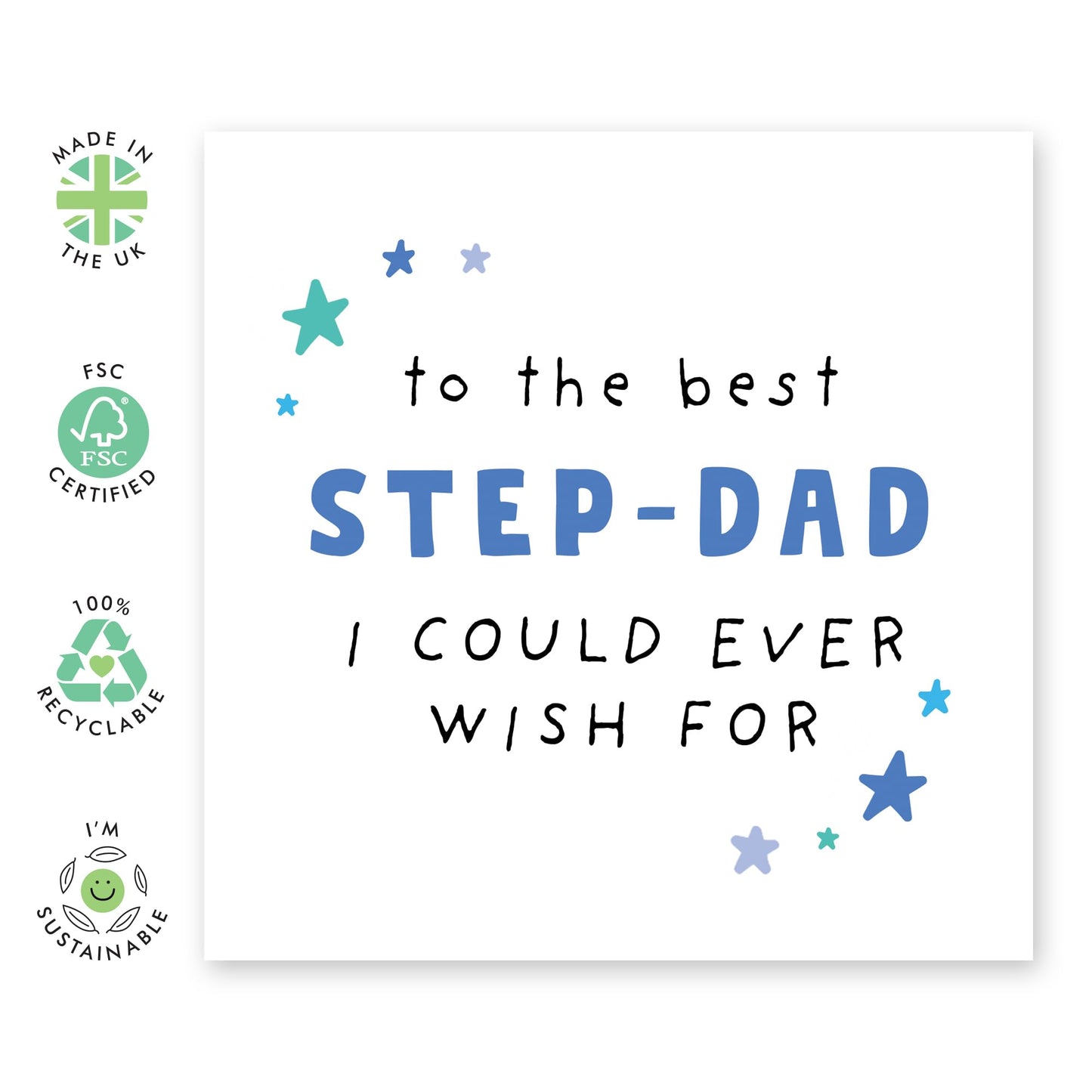 Step Dad Fathers Day Card - To The Best Step-Dad I Could Ever Wish For ! - Birthday Card For Step Father - Appreciation Gifts For Him Men Papa Pop - Comes With Fun Stickers By Central 23