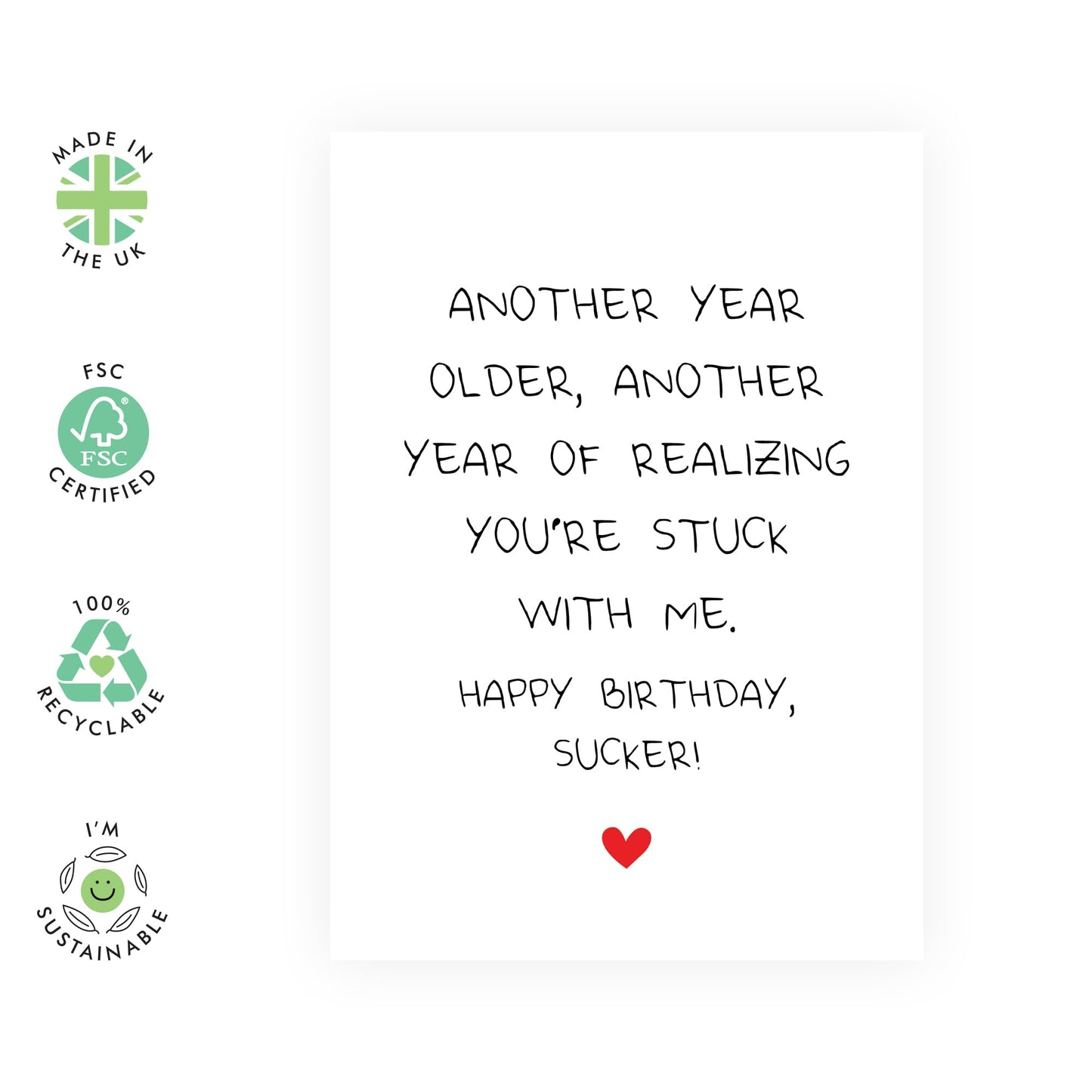 Funny Husband Birthday Card From Wife - You're Stuck With Me - Humorous Birthday Cards For Men - Gifts For Him - Boyfriend Fiance Partner - Comes With Stickers - By Central 23
