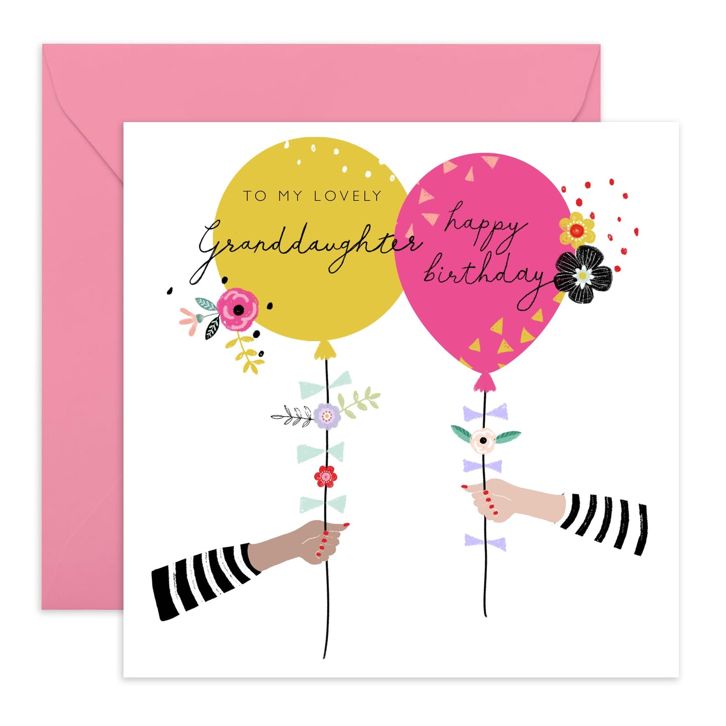 Girl Birthday Card Teens Women - Granddaughter Birthday Card For Her - Elegant Greeting Cards For Women - Pretty Granddaughter Gifts - Comes With Fun Stickers - By Central 23