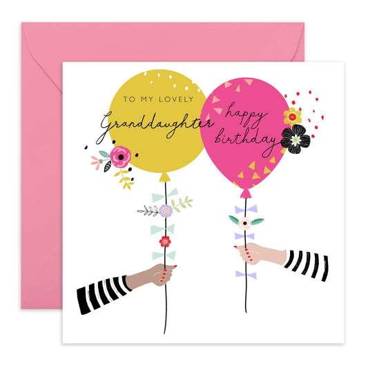 Girl Birthday Card Teens Women - Granddaughter Birthday Card For Her - Elegant Greeting Cards For Women - Pretty Granddaughter Gifts - Comes With Fun Stickers - By Central 23