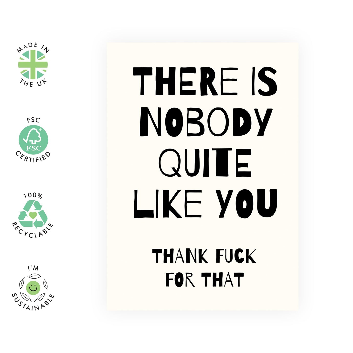 Thank You Card - 'Thank F For You Mono' - Showing Gratitude to Besties, Best Friends, BFFs, Bruv, Bro, Sis, Colleagues, Coworkers, Neighbours - Sincerely - Comes with Fun Stickers