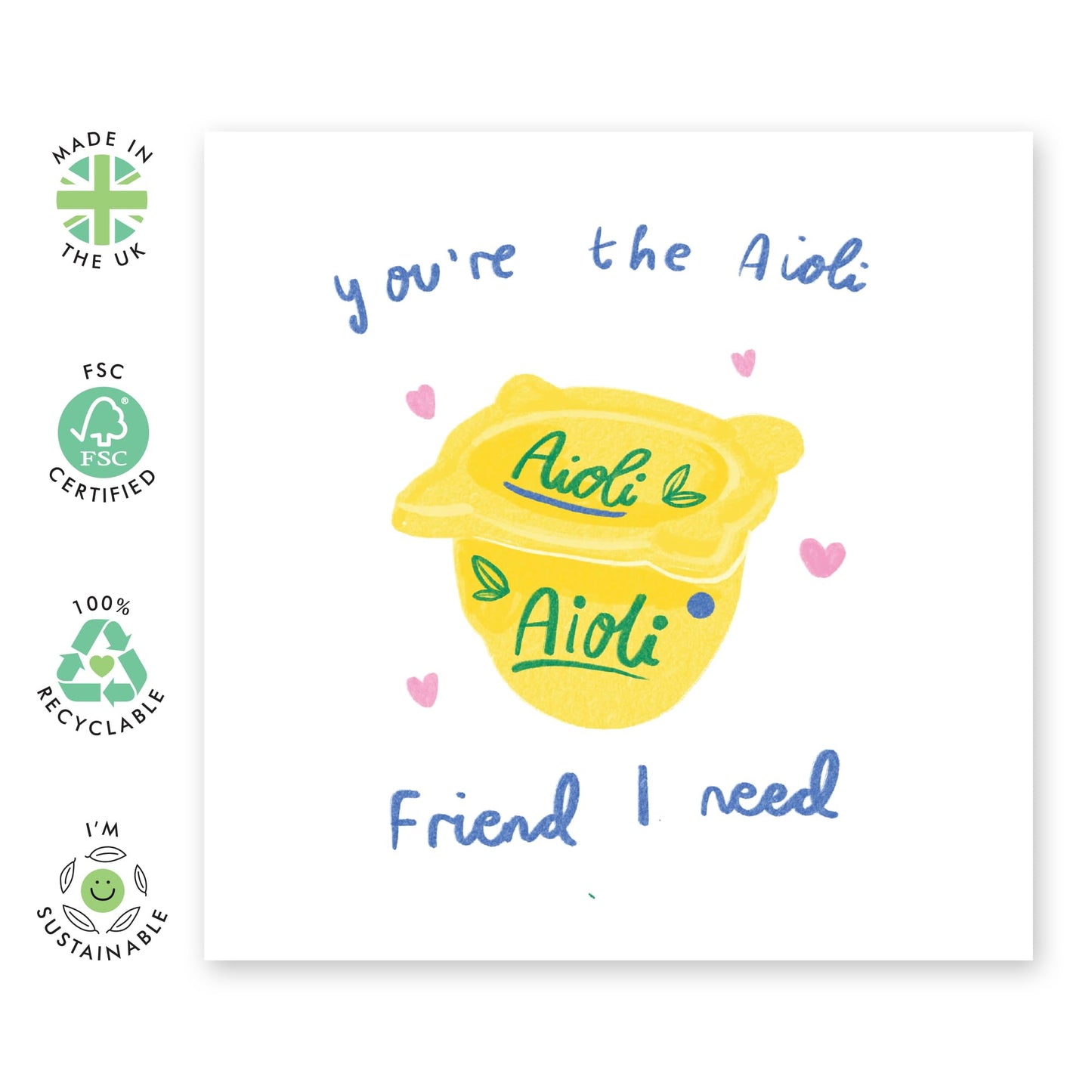 Friend Birthday Cards For Women - You're AOILI One I Need - Funny Food Puns - Bestfriend Card For Men Women - Friendship Gifts For Her Him Bestie Bff - Comes With Cute Stickers By Central 23