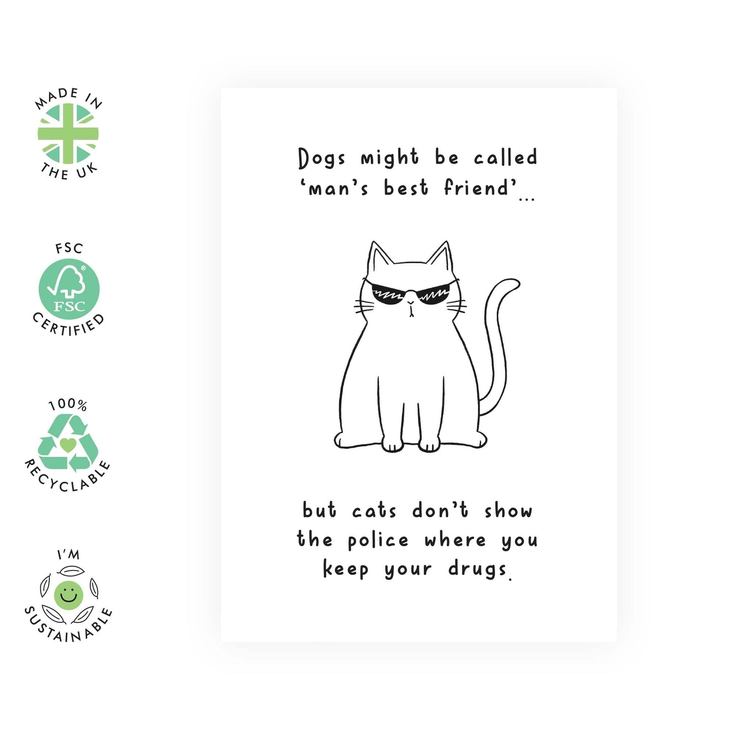 Cat Birthday Card - Cat Wearing Sunglasses - Humorous Birthday Cards For Men Women - Funny Gifts For Cat Mum Dad - Humour - Cat Gifts For Brother Sister Cousin - Comes With Stickers - By Central 23