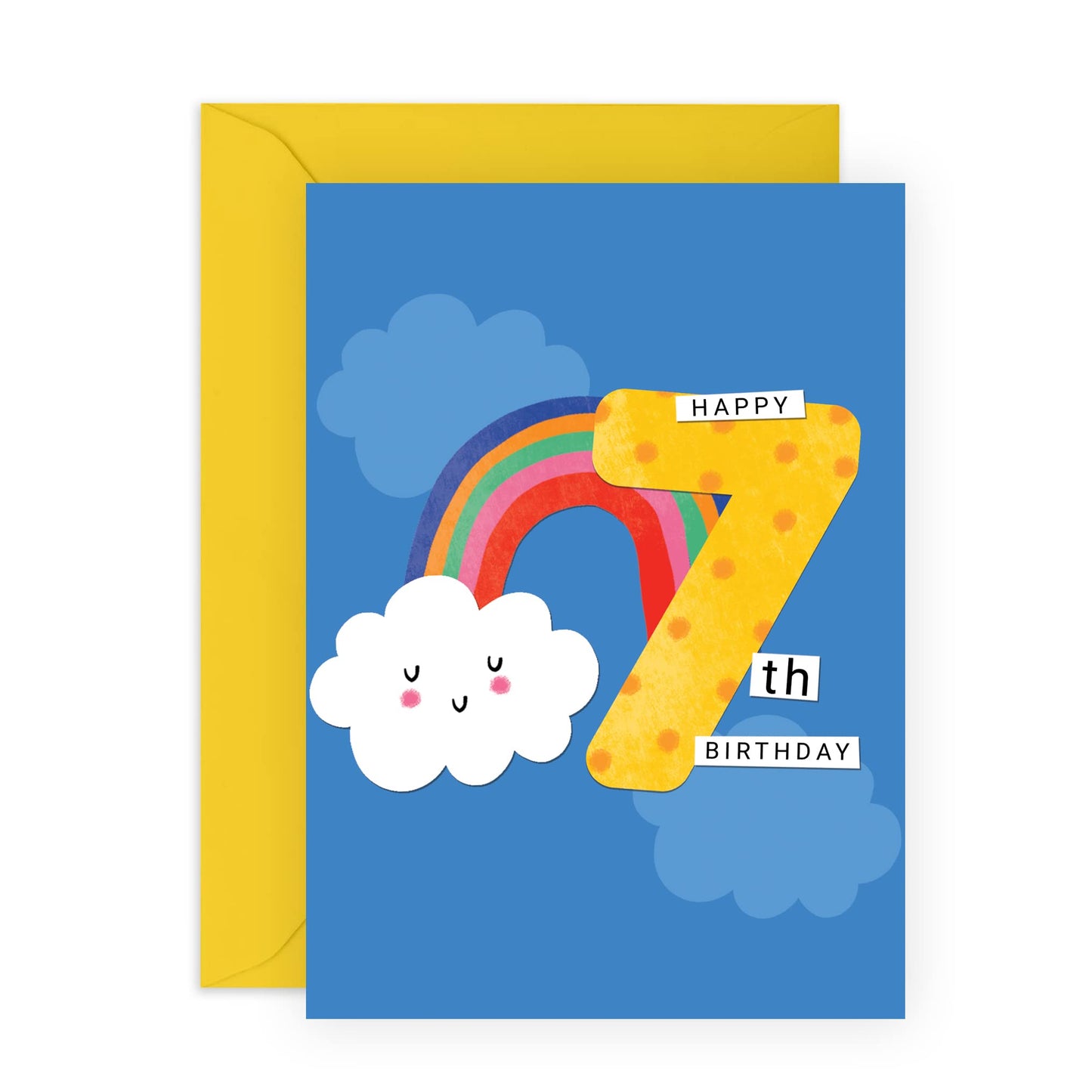7th Birthday Cards For Girls - Happy Seventh Birthday Card For Kids - Rainbow Gifts For Daughter Granddaughter Goddaughter Age Seven - Baby Girl - Comes With Fun Stickers - By Central 23