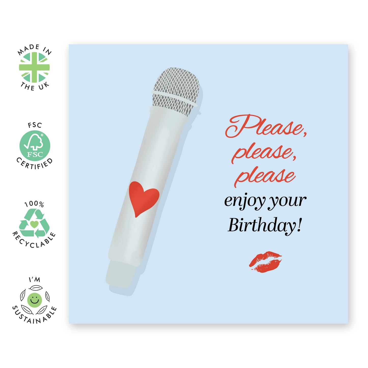 Pop Star Birthday Card - 'Sabrina C Mic' - Gifts for Her, Women, Bestie, Best Friend, Sister, Colleague - Please Enjoy Your Day - Comes with Fun Stickers