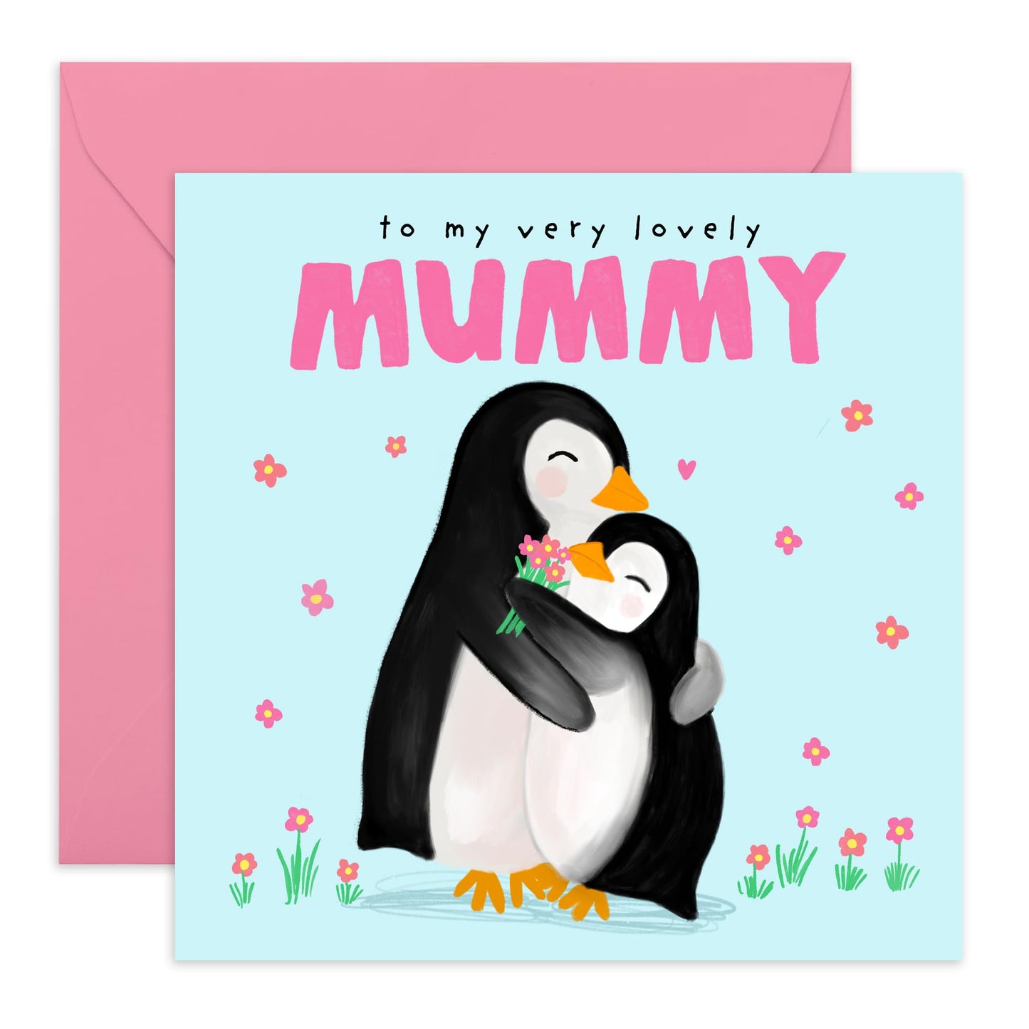Mummy Birthday or Mother’s Day Card – Mum and Child Penguin Hug – Heartfelt Gifts for Mum, Mama, Ma, Her, Women, Ladies from Son or Daughter - Sweet & Thouhtful Greeting - Comes with Stickers