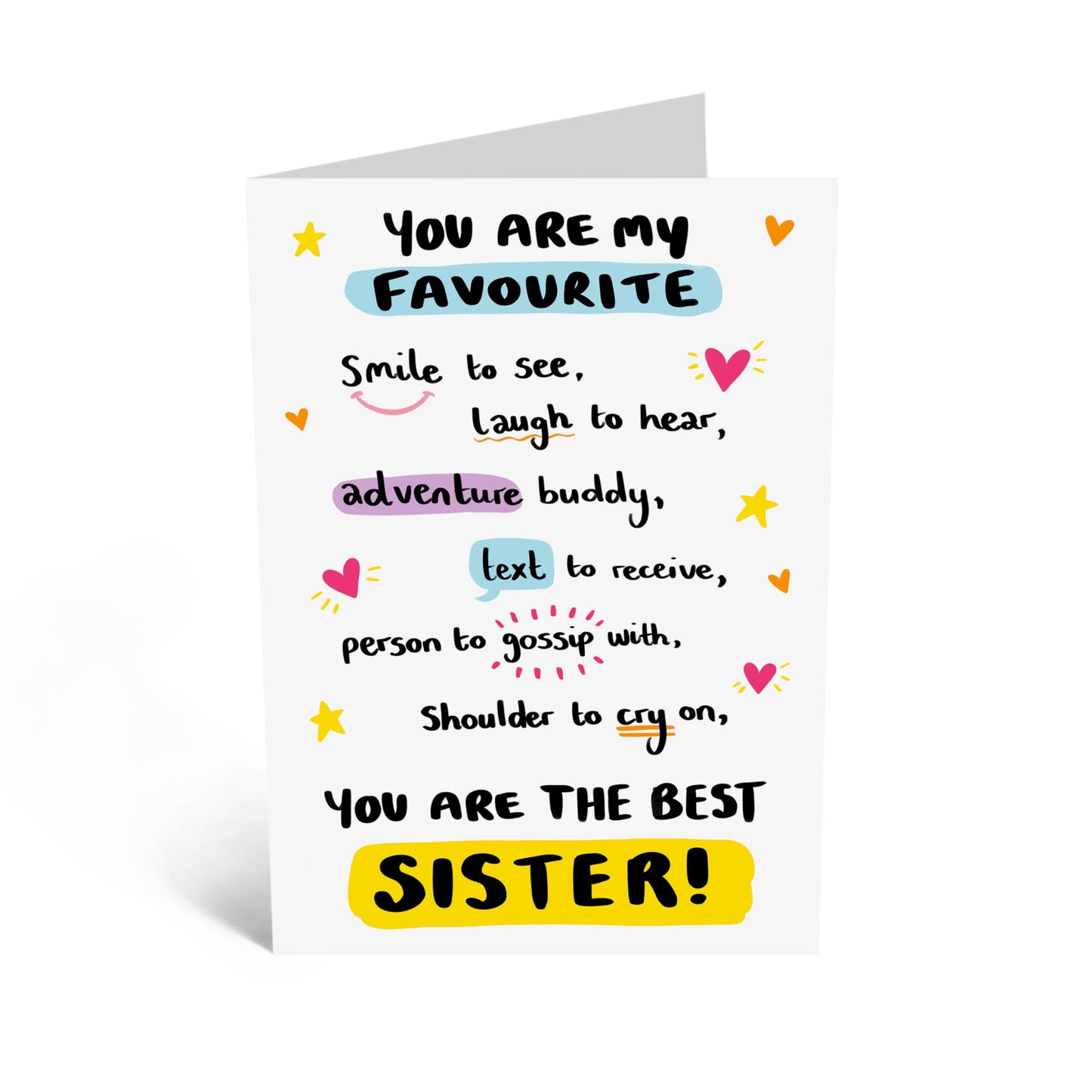 Sweet Greeting Card - 'FAVOURITE SISTER' - Perfect for Birthdays, Milestones, or Simply Celebrating Your Special Bond - Ideal for Expressing Love and Appreciation - Comes With Stickers By Central 23