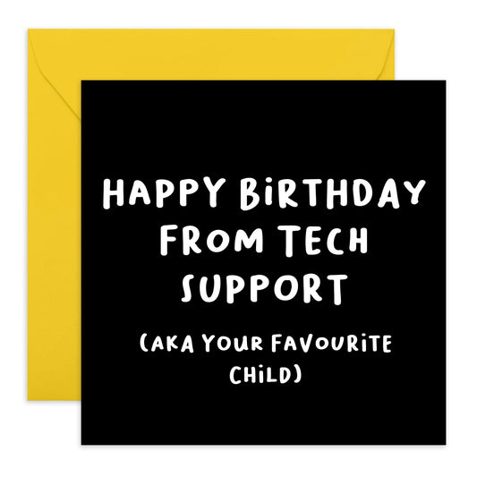 Greeting Card - 'Tech Support' - For Parents - Humorous Design - Tech Support - Perfect for Adding a Laugh to Any Occasion - Ideal for Celebrating with Humor - Comes with Fun Stickers by Central 23