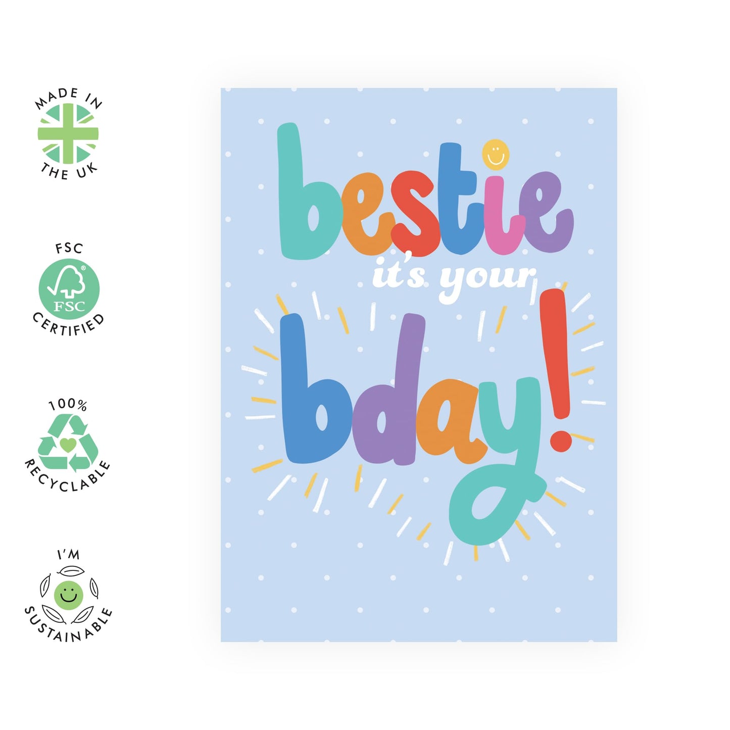 Birthday Cards For Men - Bestie It's Your Bday - Best Friend Birthday Card - Birthday Bestie - Bff Friend Birthday Gifts - Sweet Bday Greeting Cards For Her - Comes With Stickers By Central 23